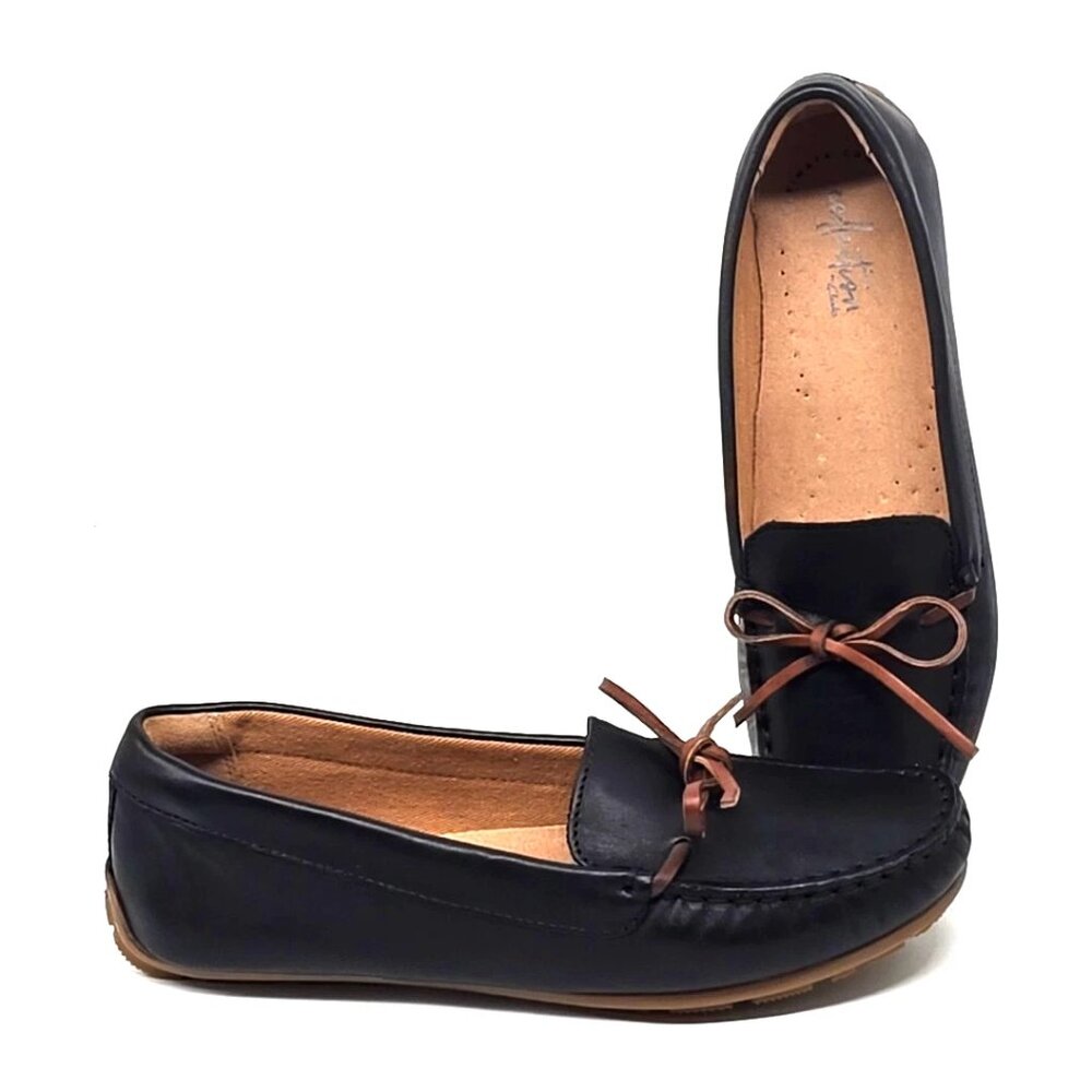 Clarks Collection Dameo Women’s Black Leather Driving Flats Size 8.5M